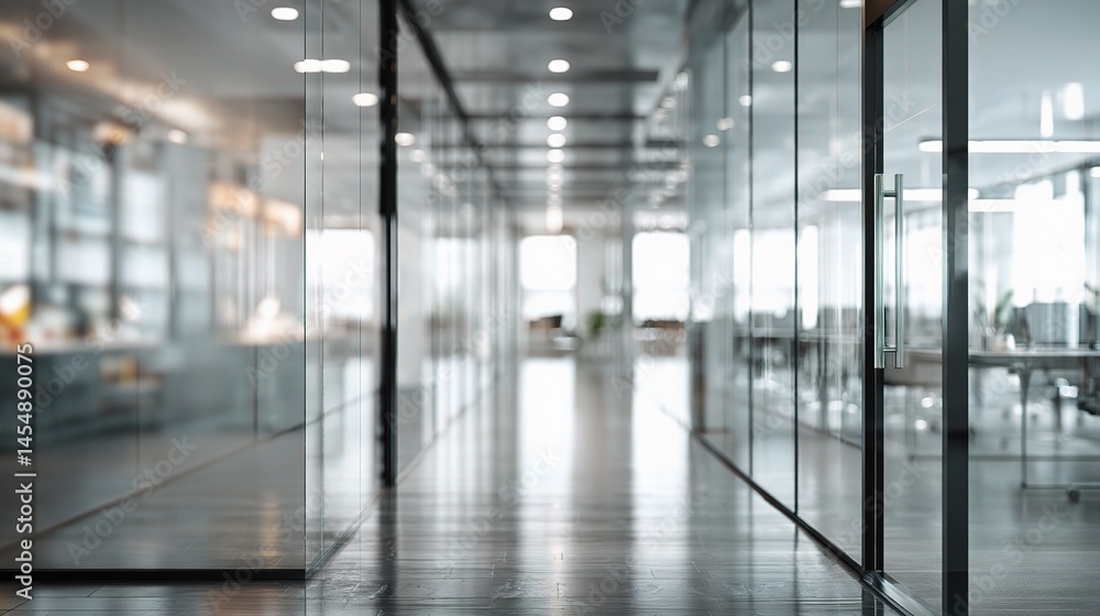 Sleek Modern Office Interior with Glass Walls and Bright Atmosphere Sleek Modern Office Interior with Glass Walls and Bright Atmosphere