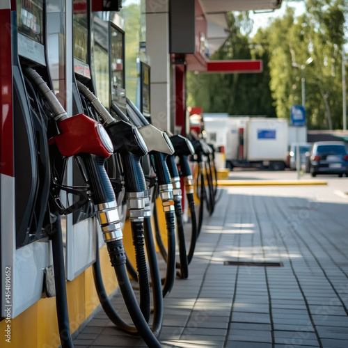 Wallpaper Mural Modern Gas Station Fuel Pumps Ready for Refueling Vehicles - Transportation Energy Torontodigital.ca