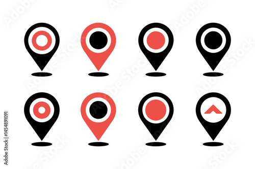 Location map pin pointer icon symbol design set gps