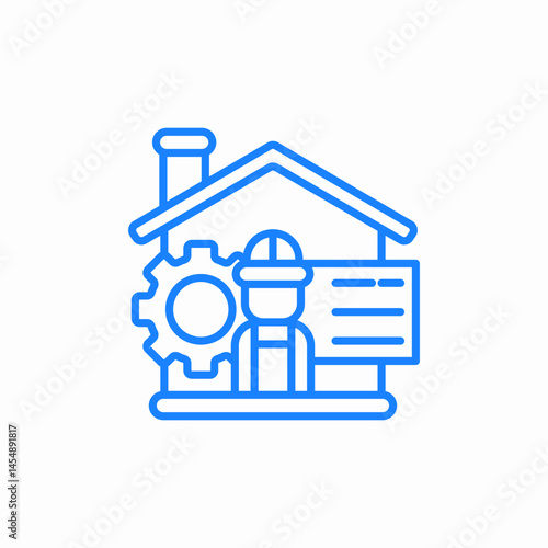 house with gear worker icon sign vector
