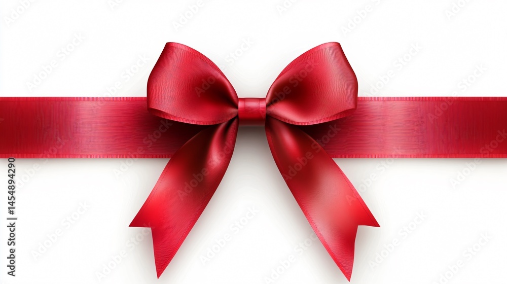 Elegant Realistic Red Ribbon Isolated on White Background Elegant Realistic Red Ribbon Isolated on White Background