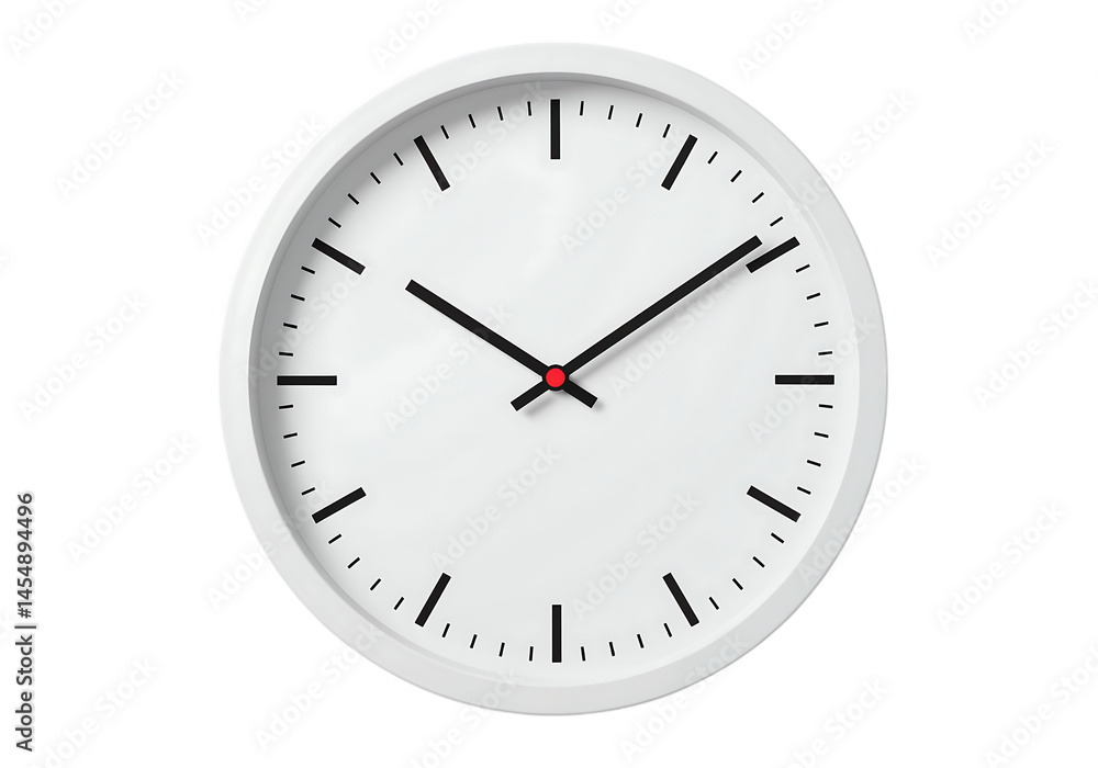 Simple white analog clock showing the time. Simple white analog clock showing the time.