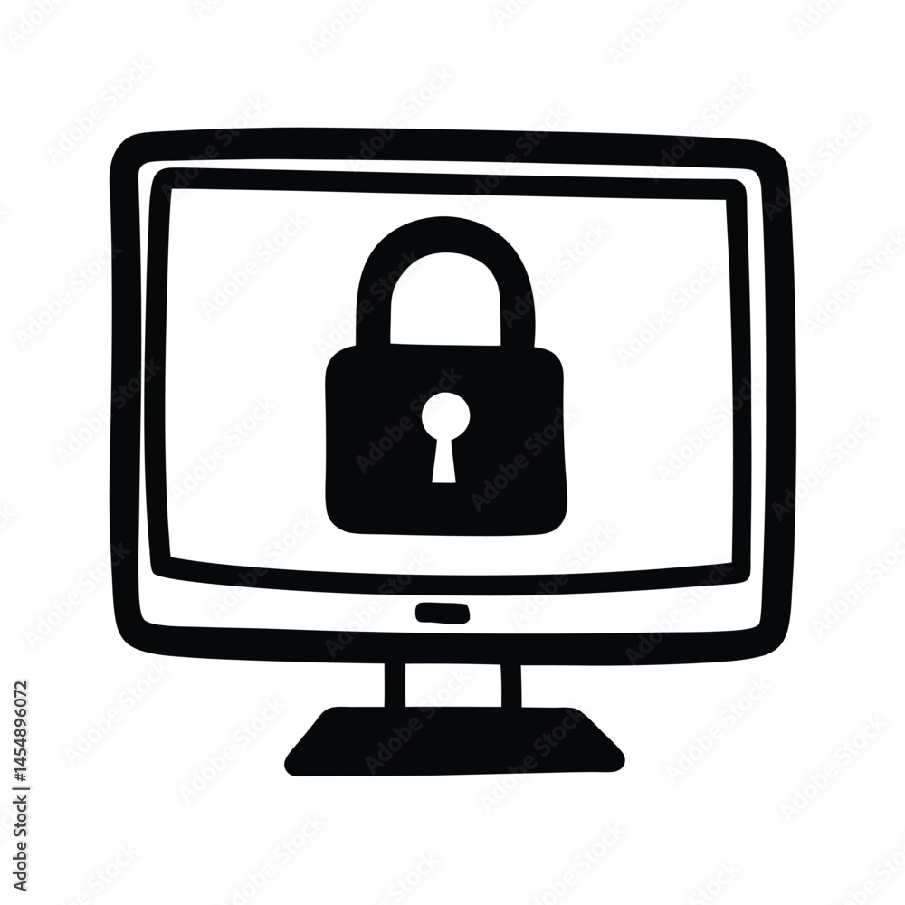 computer lock security icon vector art silhouette computer lock security icon vector art silhouette