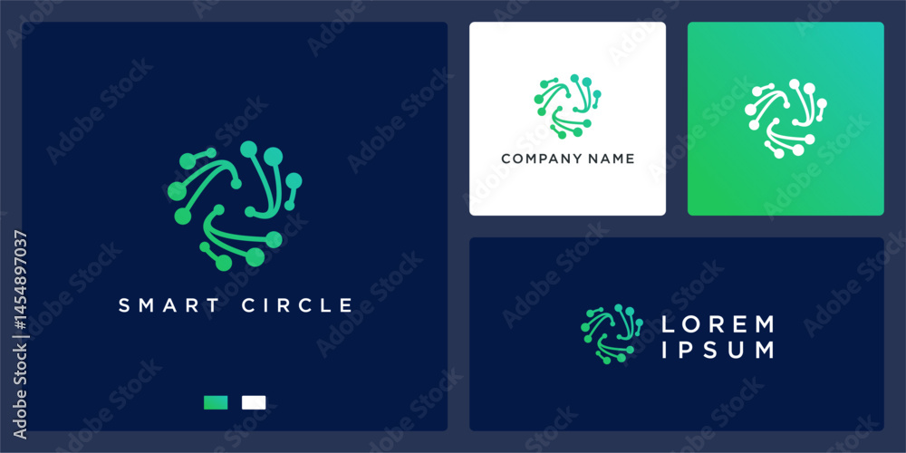 Naklejka premium Smart circle data tech logo
