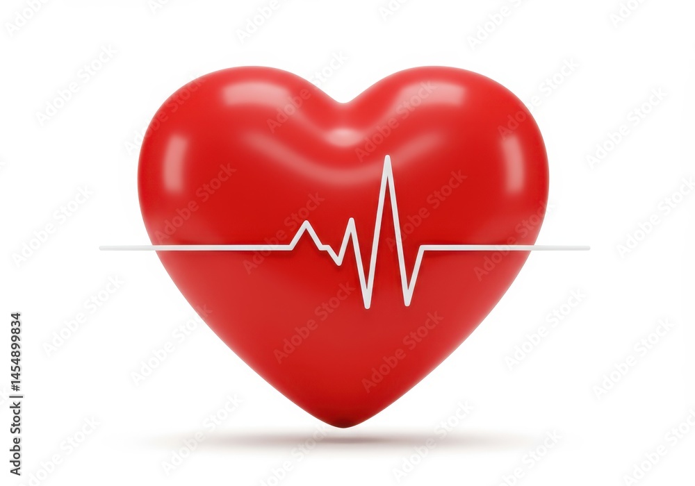 Heart shape with a white line going through it on a white color background Heart shape with a white line going through it on a white color background