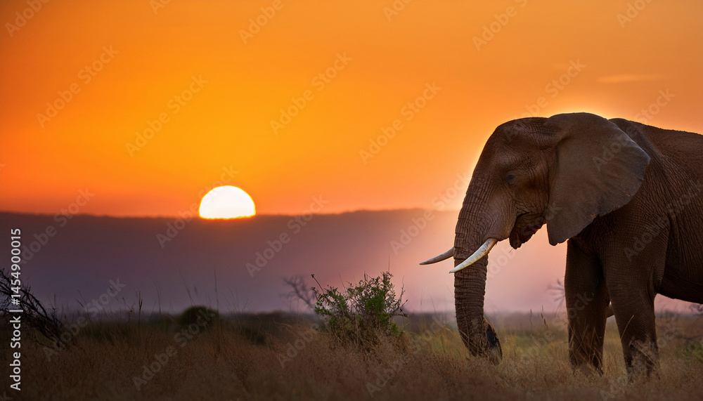 Obraz premium portrait of an elephant during sunset