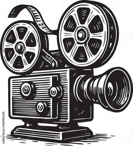film projector vintage vector illustration