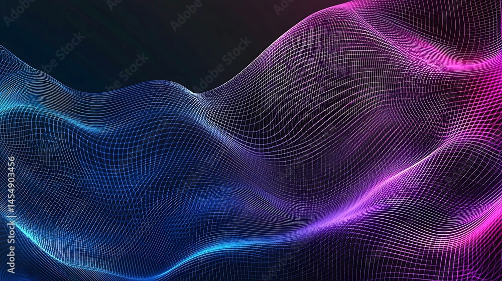 Abstract Blue Purple Digital Wave Mesh Network Design Background Art Grid Data Flow Dark Neon Glow Abstract Blue Purple Digital Wave Mesh Network Design Background Art Grid Data Flow Dark Neon Glow