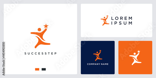 Step to success logo people and star