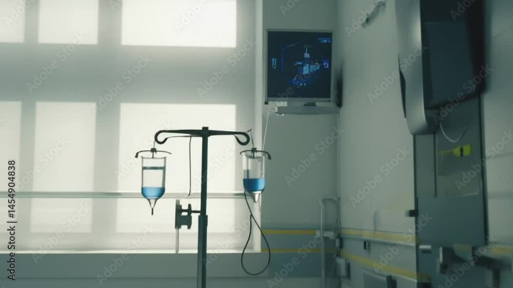 Empty hospital room with iv stand Empty hospital room with iv stand