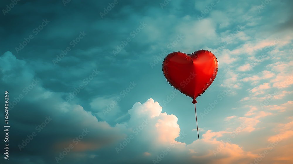 Fototapeta premium Heart balloon sky high resolution hd image