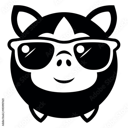 Cute Pigs in Sunglasses - Vector Illustration Set