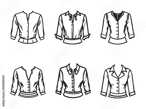 pencil blouse hand drawn line art design
