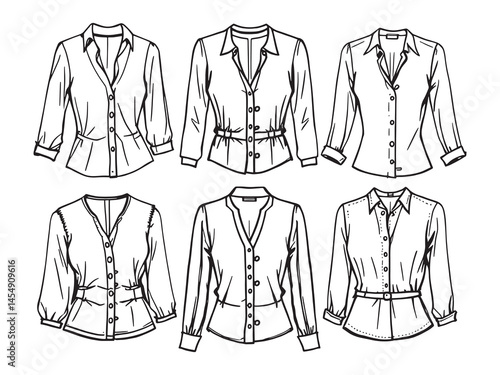 pencil blouse minimalist sketch vector illustration