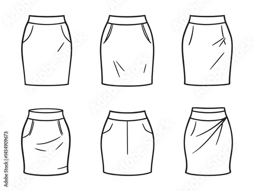 Pencil Skirt line art icon elegant fashion sketch design