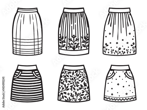 Pencil Skirt line art icon minimalist clothing illustration style