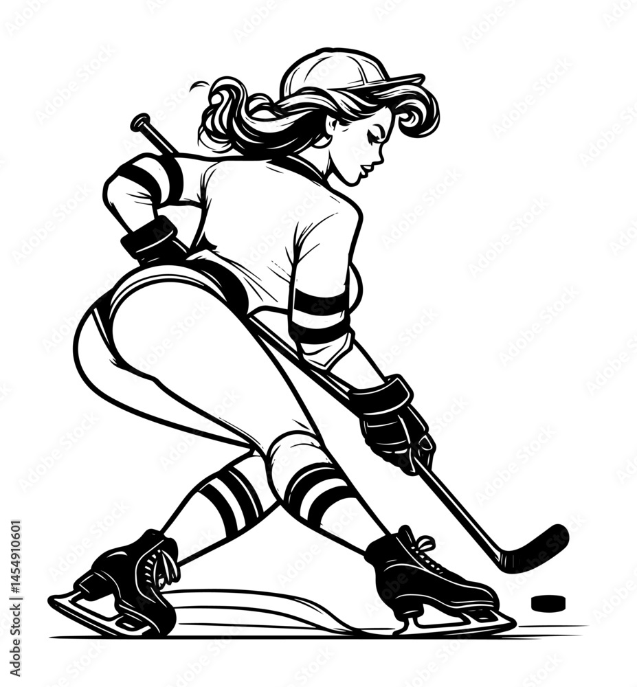 Obraz premium pin-up style hockey girl illustration