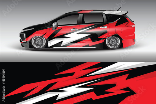 Stylishly Customized Car with Bold Graphics Displayed