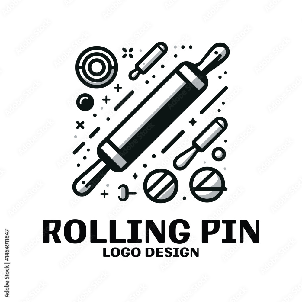 Naklejka premium Rolling Pin Vector Logo Design