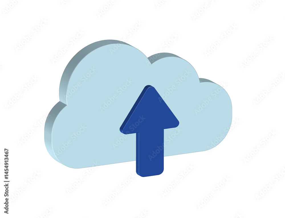 3D illustration of a cloud with a blue arrow pointing upwards. Concept of uploading files to the cloud. PNG format, transparent background 3D illustration of a cloud with a blue arrow pointing upwards. Concept of uploading files to the cloud. PNG format, transparent background