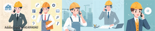 vector set of architects calling