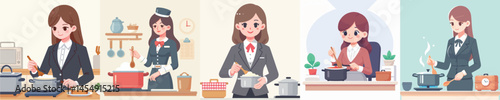 vector set of cooking secretaries