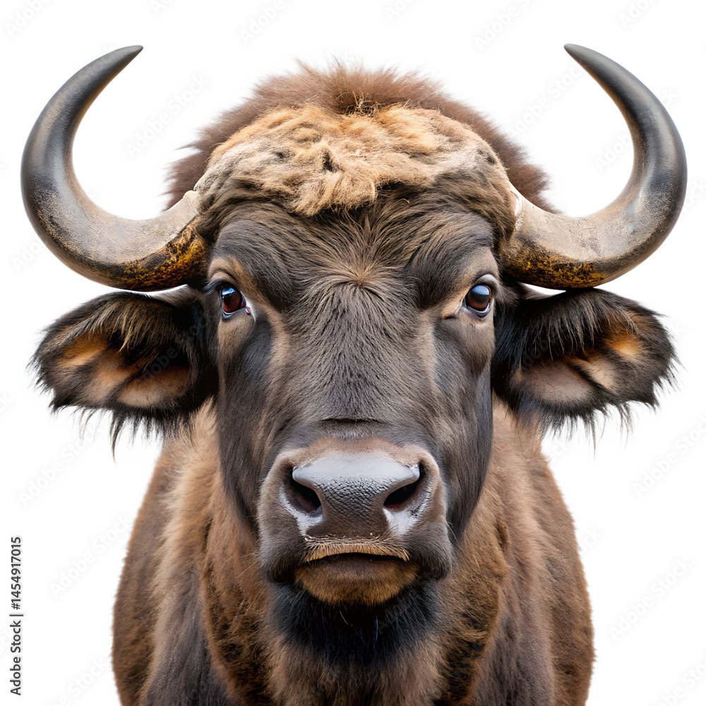 Naklejka premium close up buffalo head on white background