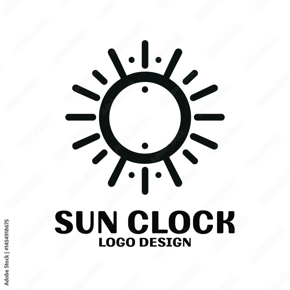 Fototapeta premium Sun Clock Vector Logo Design