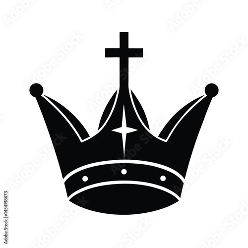 crown cross on top  medieval style vector art silhouette