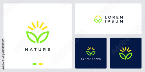 Sun and leaf logo nature