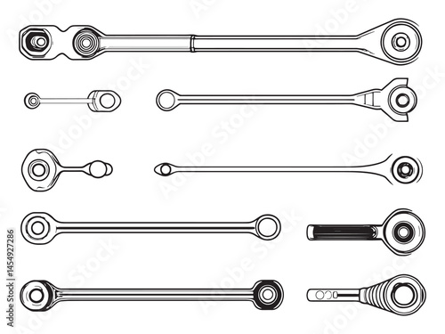 Precision torque wrench outline drawing vector style