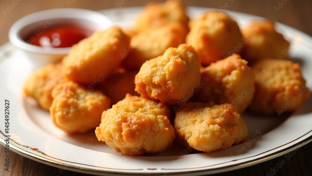 Crispy Golden Chicken Nuggets with Ketchup A Delicious Snack or Meal Crispy Golden Chicken Nuggets with Ketchup A Delicious Snack or Meal