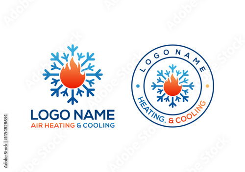 HVAC logo icon vector template, fire logo and ice symbol.