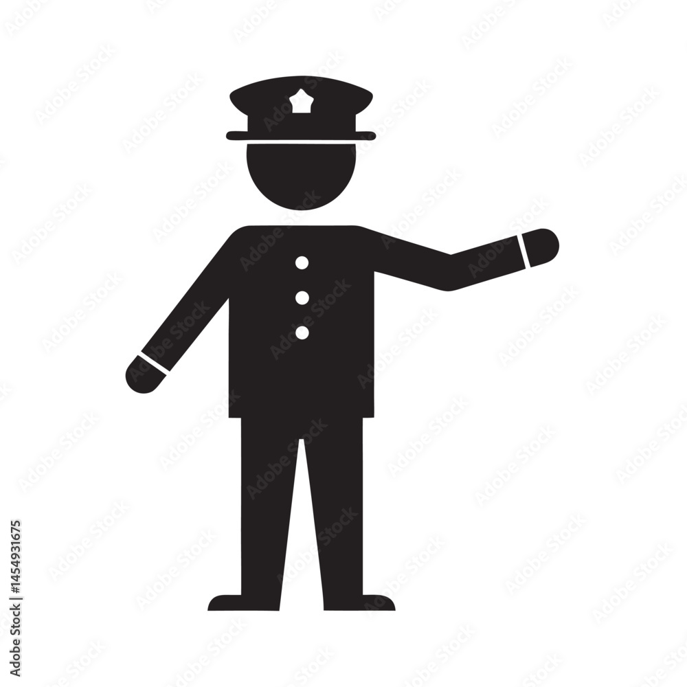 Police Officer Directing Traffic Silhouette Police Officer Directing Traffic Silhouette