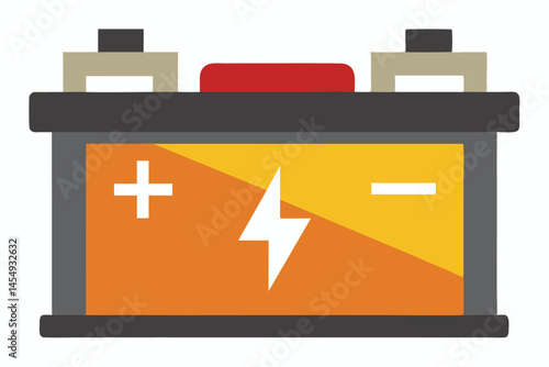 Flat illustration of a car battery with lightning bolt icon design