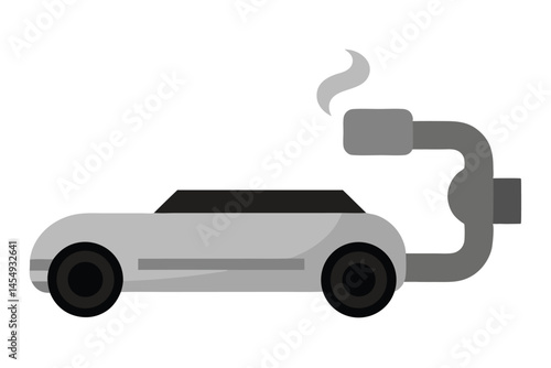 Stylized illustration of an environmentally harmful vehicle with excessive emissions exhaust