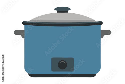 Simple illustration of a blue slow cooker with a gray lid