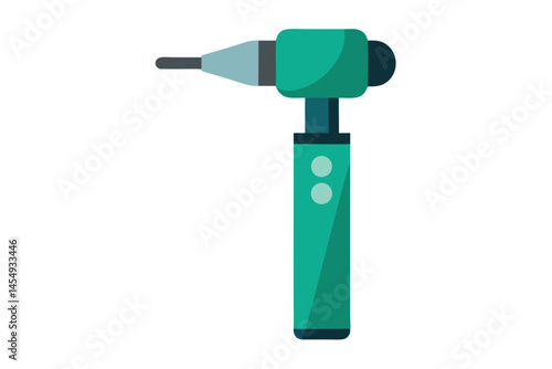 Stylized image of a medical otoscope with a teal color scheme for diagnosis