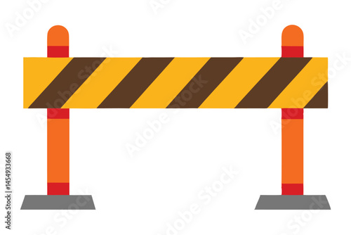 Construction barricade with orange and brown stripes to indicate a warning