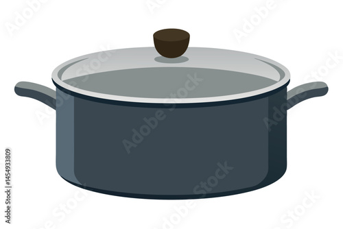 Isometric Vector Illustration of a Covered Cooking Pot for Food Preparation