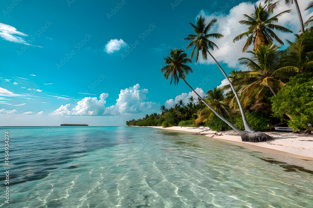 Fototapeta premium Tropical beach with palm tree