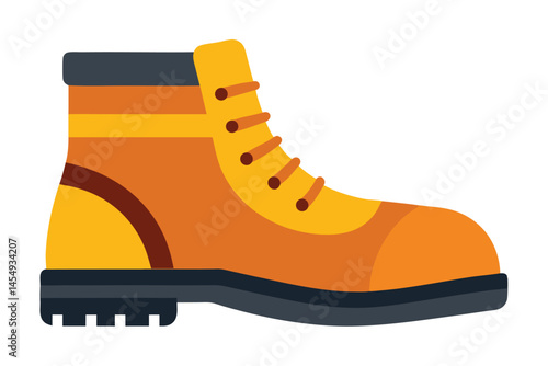 Vector graphic illustration of a tan and orange laced hiking boot