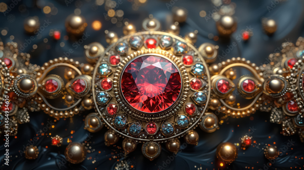 A stylish abstract design featuring vibrant gemstones