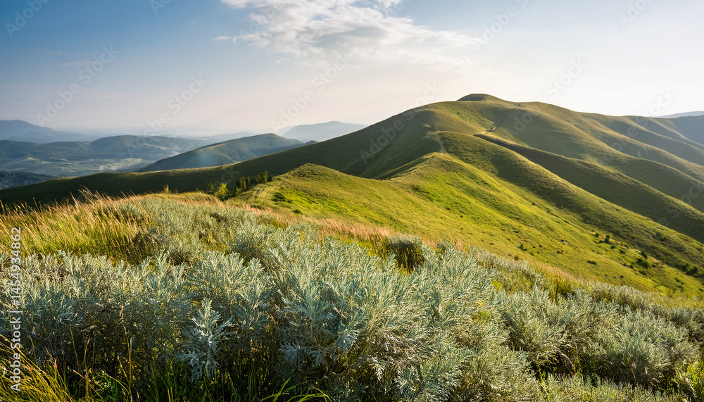 Fototapeta premium wormwood grass on a slope countryside