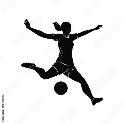 Female soccer player vector silhouette-2