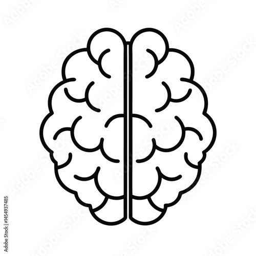 detailed brain left right hemisphere separation vector art silhouette
