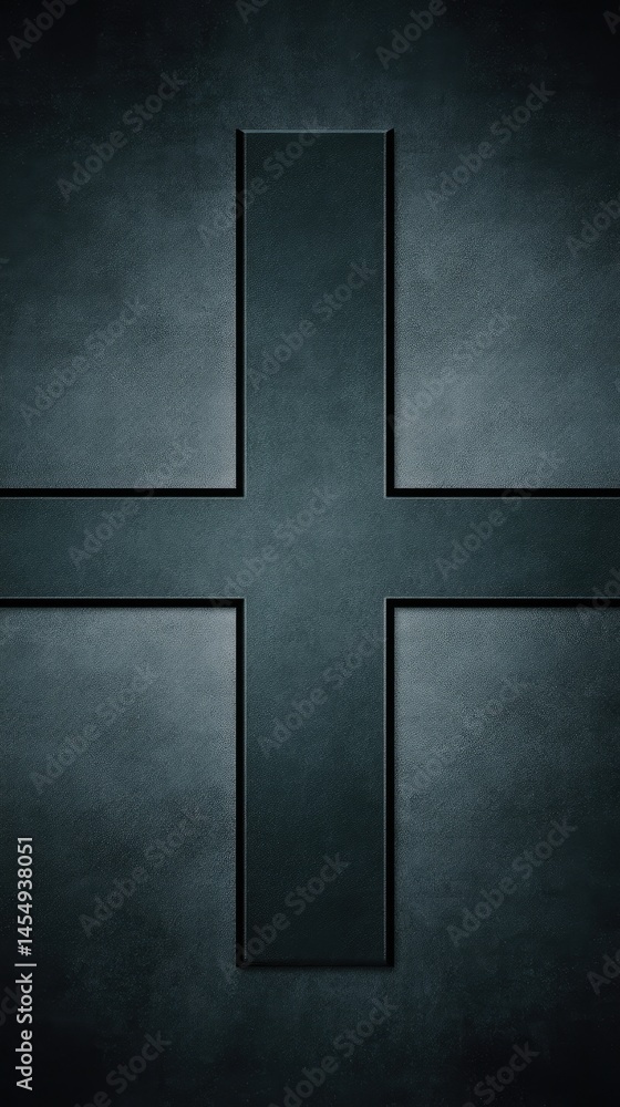 Naklejka premium Metal cross with a worn, dark textured background