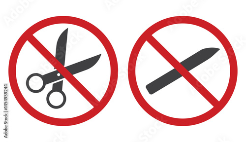 warning sign with scissors and knife icon