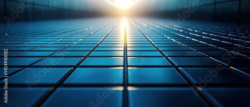 Wallpaper Mural Tiles reflect overhead light in geometric formation creating minimalist perspective. Torontodigital.ca