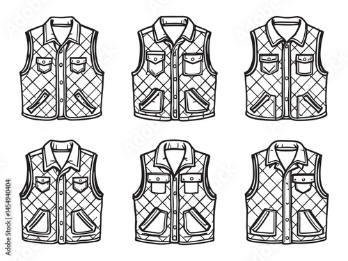 Quilted Vest line art icon trendy lightweight jacket artwork